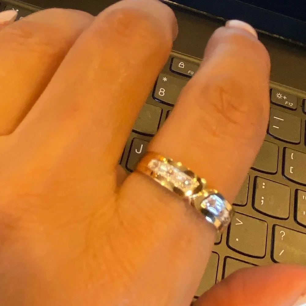 6mm Men's 14K Yellow Gold CZ Men's Wedding Band